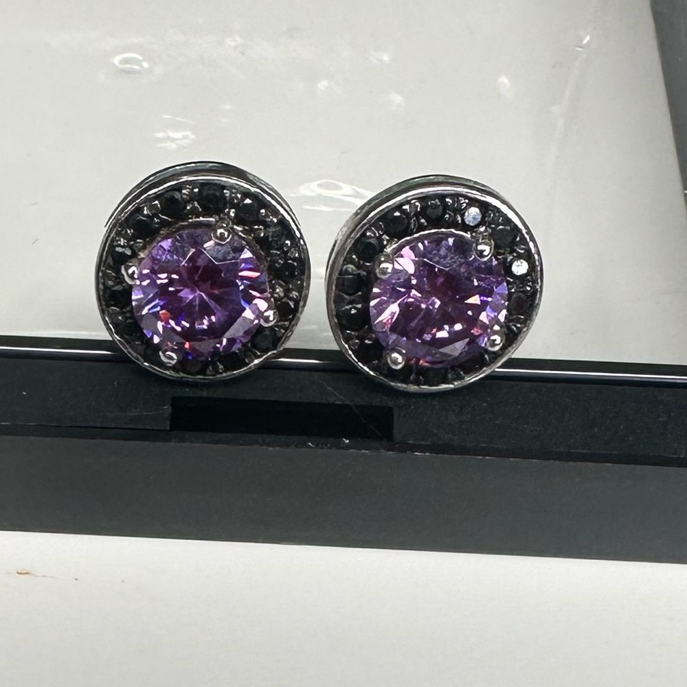 Stella and Dot Elegant Purple and Black Stud Earrings